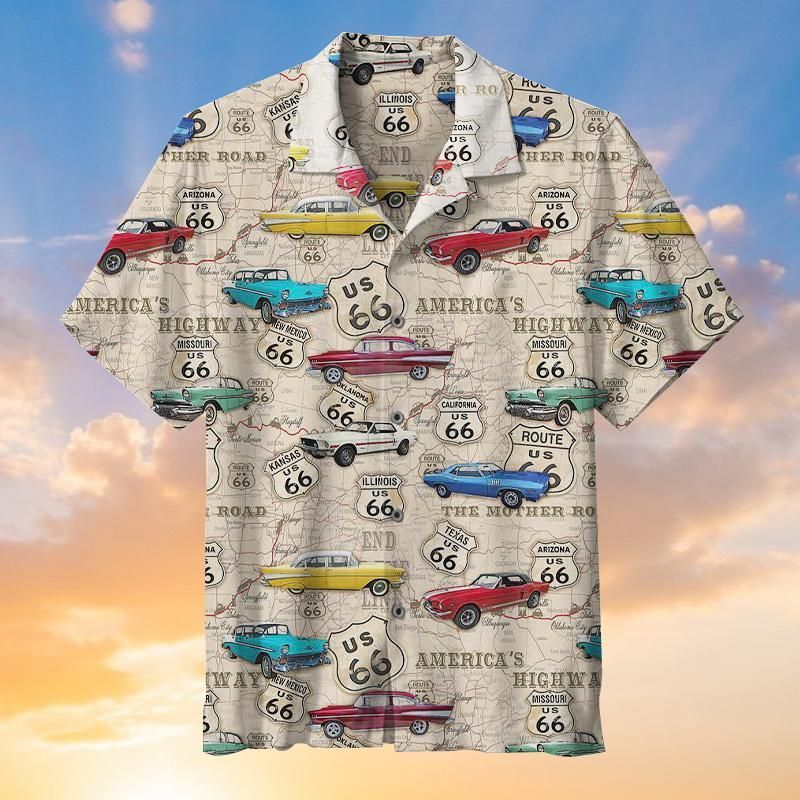 PresentsPrints, Muscle car Americas highway, Hawaiian Shirt