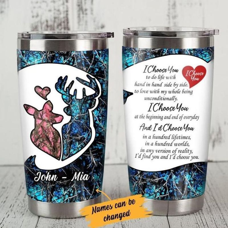 PresentsPrints, Personalized i choose you to do life with hand in hand deer love side by sode tumbler size 20oz-30oz
