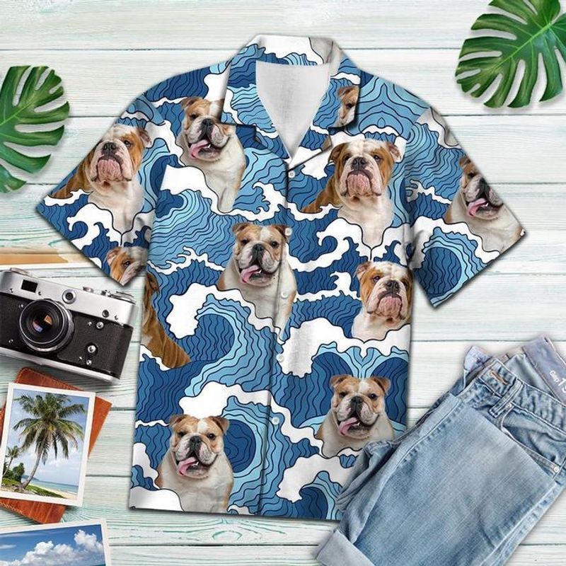 PresentsPrints, Bulldog waves, Hawaiian Shirt
