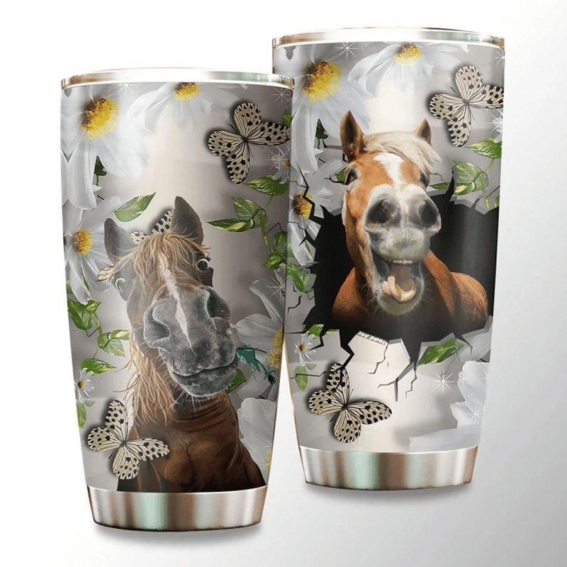 PresentsPrints, Horse and butterfly tumbler all over print size 20oz-30oz