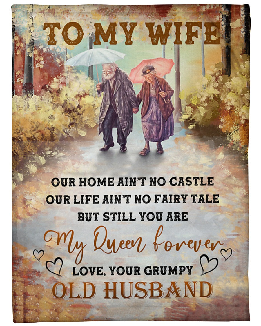 To My Wife Fleece Blanket - Our Home Ain't No Castle my Queen Forever Gift For Wife From Husband Birthday Gift Home Decor Bedding Couch Sofa Soft and Comfy Cozy