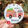 PresentsPrints, Firefighter Christmas Personalized Circle Acrylic Ornament