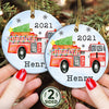 PresentsPrints, Firefighter Christmas Personalized Circle Acrylic Ornament