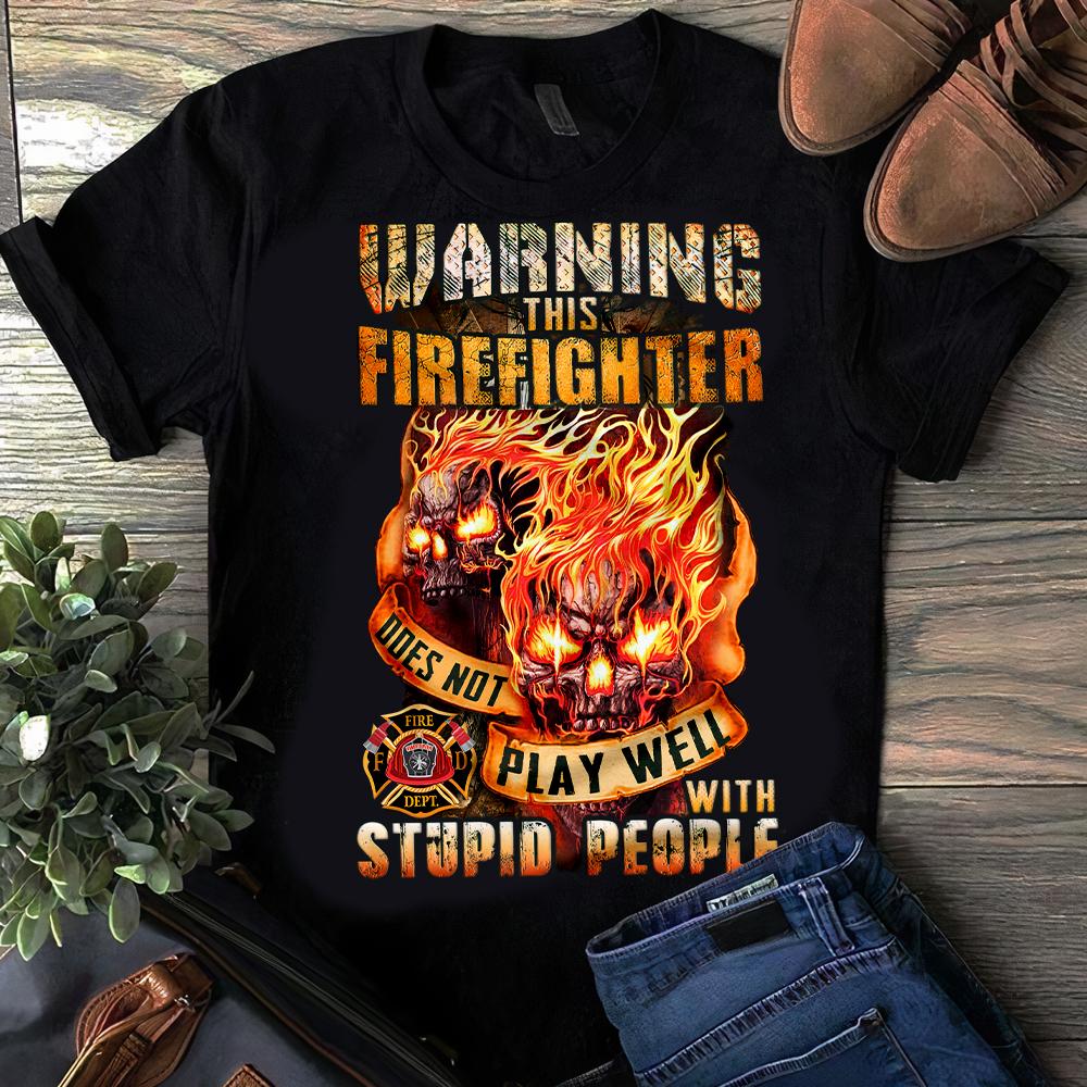 PresentsPrints, Firefighter Skull T-Shirt