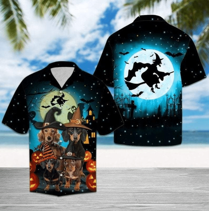 Halloween Dachshund Family Hawaiian Shirt Aloha Hawaii Shirt For Summer