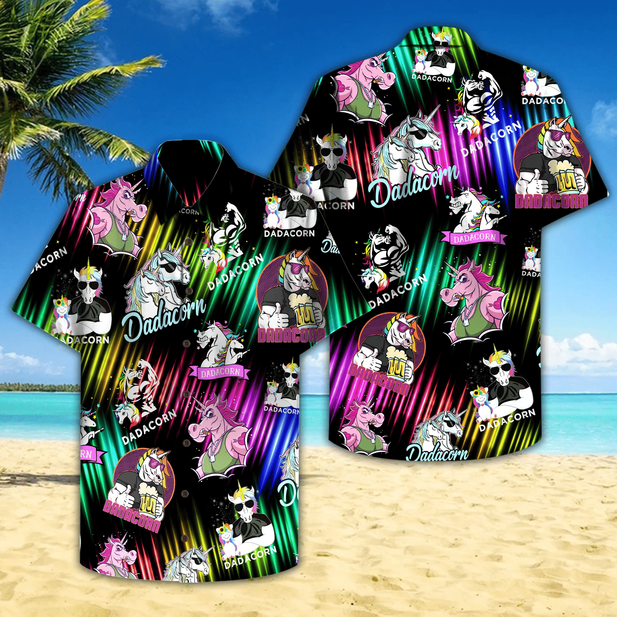 Dad Dadacorn Neon Hawaiian Shirt Aloha Hawaii Shirt For Summer