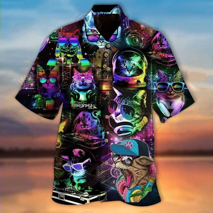 DJ Disco Cats Hawaiian Shirt Aloha Hawaii Shirt For Summer