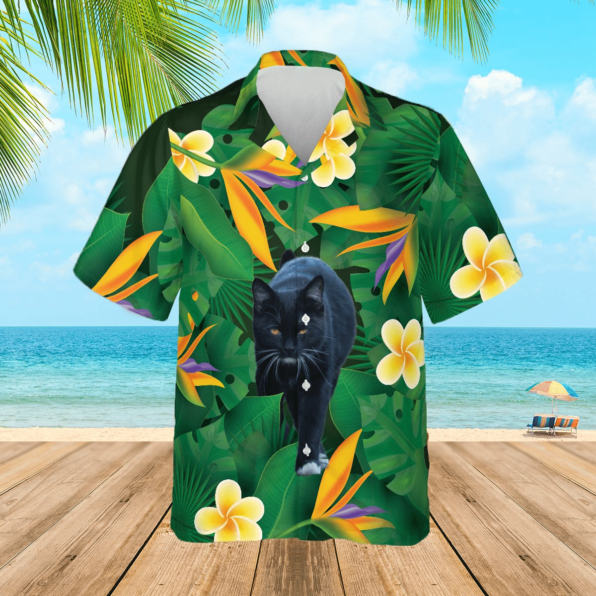 Floral Tropical Black Cat Hawaiian Shirt Aloha Hawaii Shirt For Summer