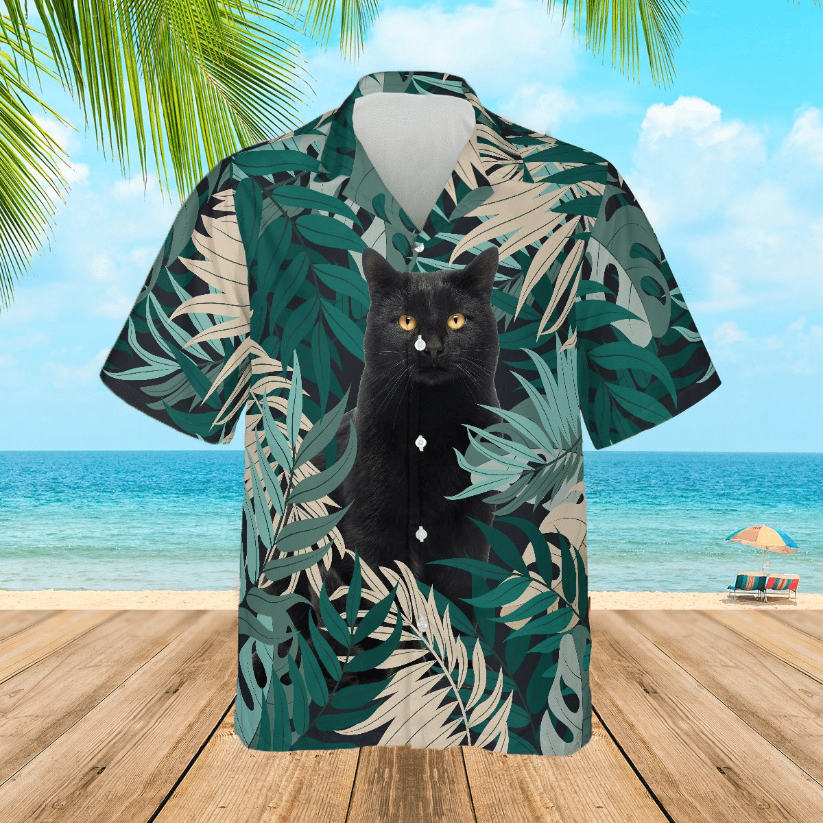 Floral Tropical Black Cat Hawaiian Shirt Aloha Hawaii Shirt For Summer