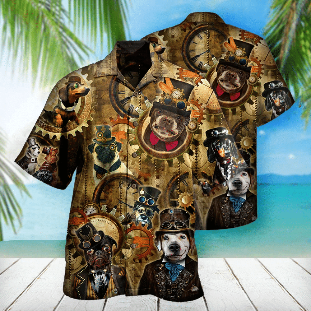 Gift For Dog Lover Steampunk Dog Hawaiian Shirt Aloha Hawaii Shirt For Summer