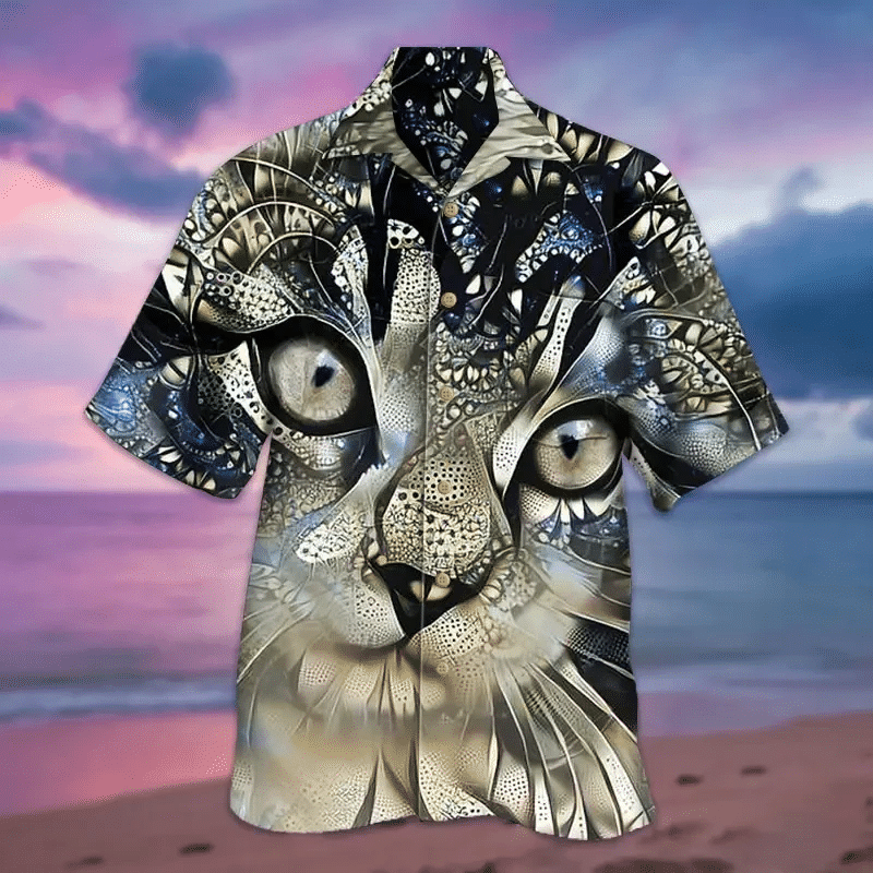 Diamond 3D Cat Hawaiian Shirt Aloha Hawaii Shirt For Summer