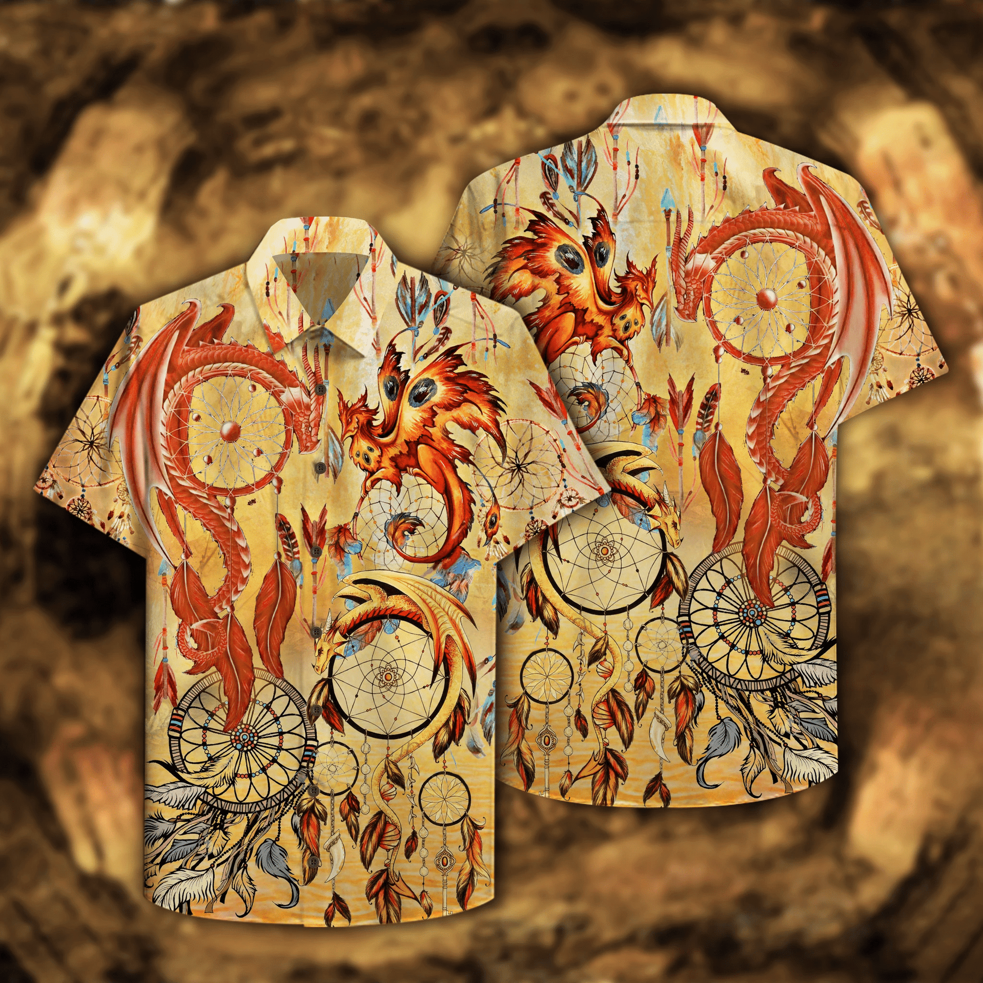 Dragons Native Dreamcatcher Hawaiian Shirt, Aloha Shirt For Summer