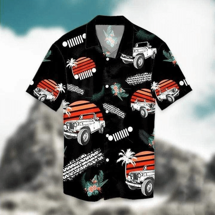 Jeep Retro Vintage Tropical Hawaiian Shirt, Aloha Shirt For Summer