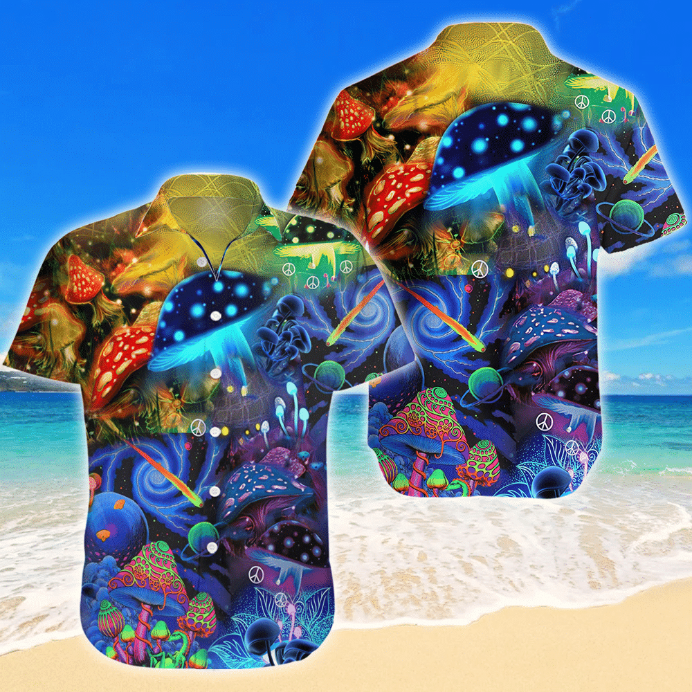 Mushroom Trippy Psychedelic Summer Vacation Hawaiian Shirt, Aloha Shirt For Summer