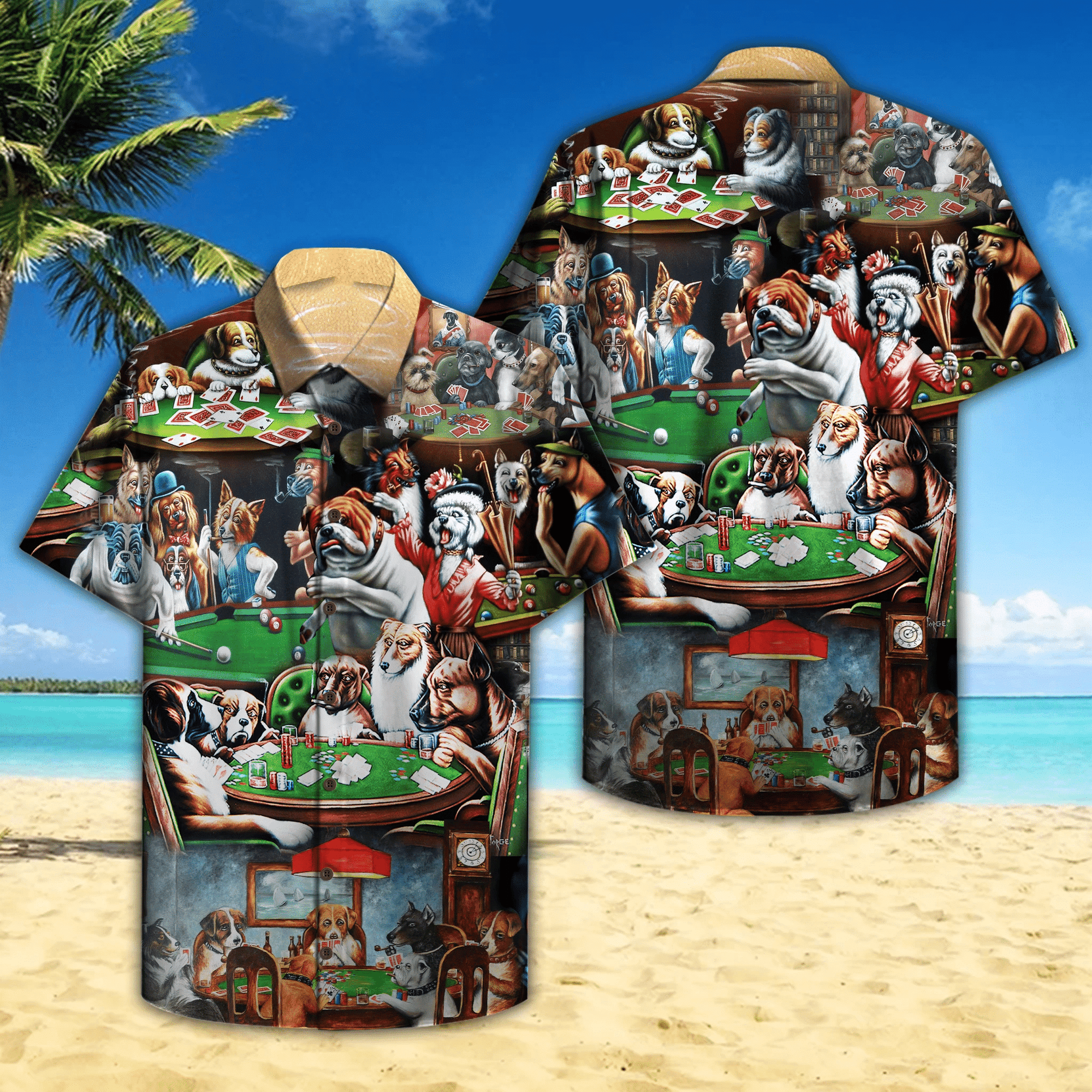 Dogs Playing On The Table Hawaiian Shirt, Aloha Shirt For Summer