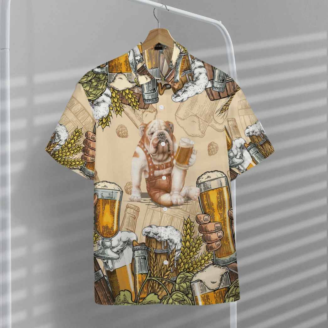 Hawaiian Shirt Bulldog and Beer Custom Hawaii Shirt Aloha Shirt For Summer