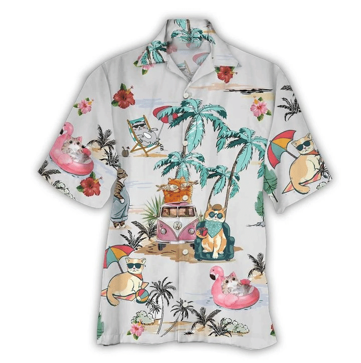Summer Cat Hawaiian Shirt, Aloha Shirt For Summer
