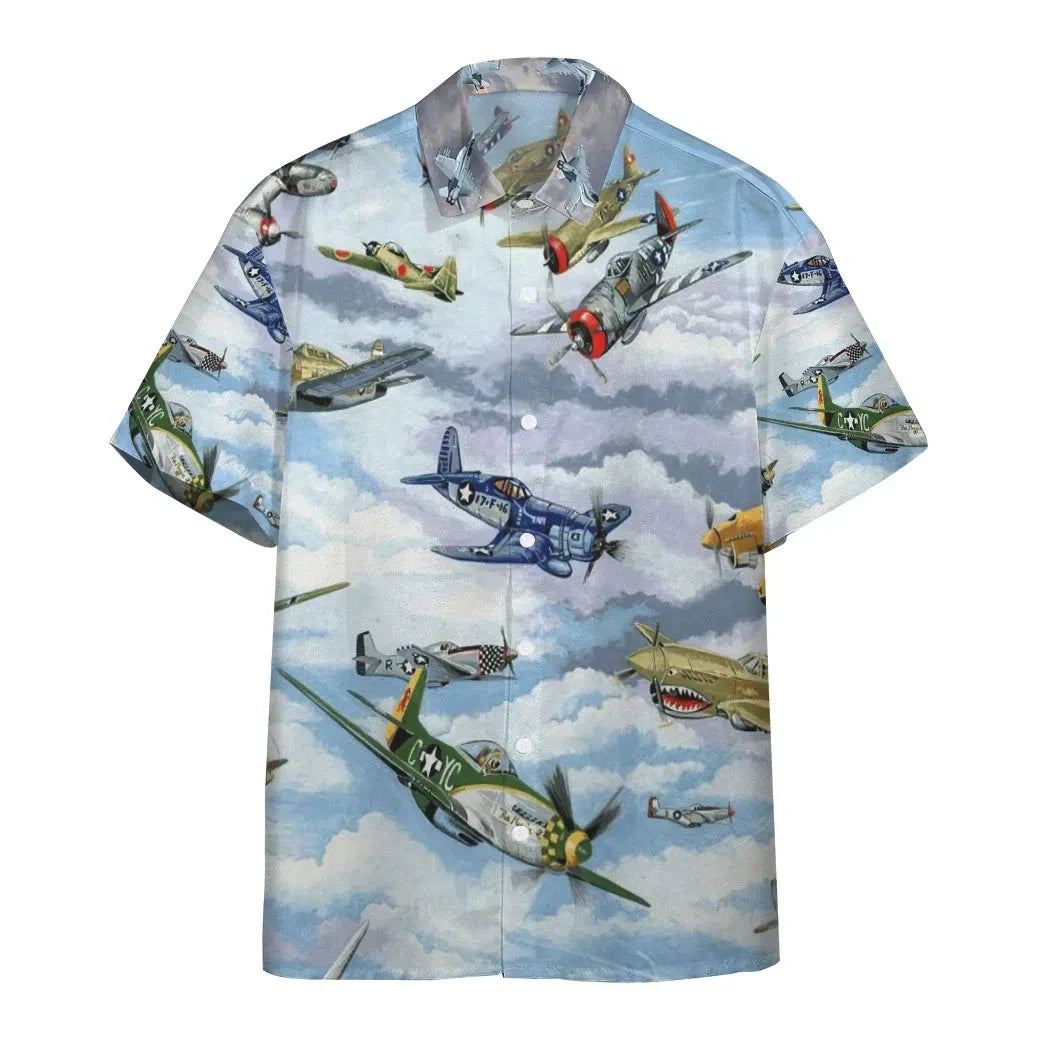 Hawaiian Shirt Planes Warbirds WW2 Fighters Planes Custom Hawaii Shirt Aloha Shirt For Summer