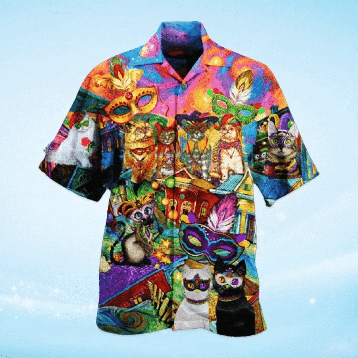 Cats Celebrate The Mardi Gras Festival Hawaiian Shirt, Aloha Shirt For Summer