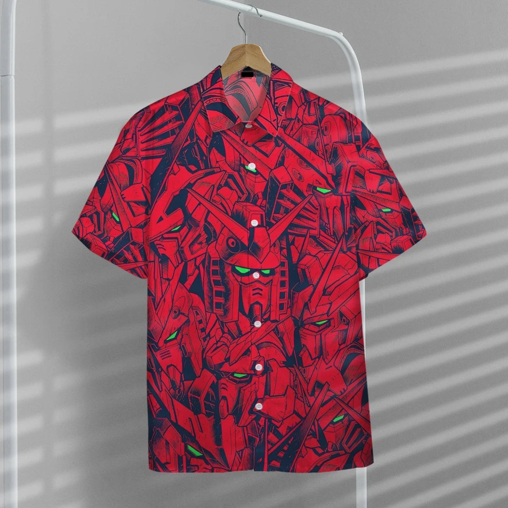3D Gundam Camo Custom Men Short Sleeves Shirt Aloha Hawaiian Shirts Aloha Hawaii Shirt For Summer QT205193Lb