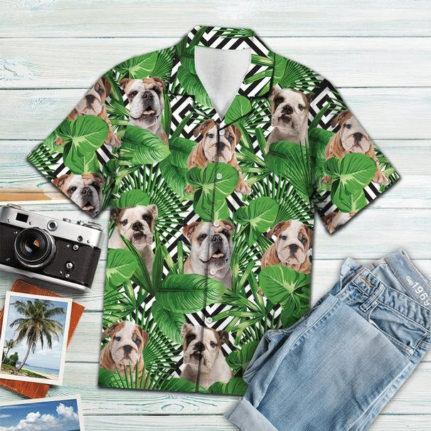 Summer Exotic Jungle Tropical Bulldog Hawaiian Shirt, Aloha Shirt For Summer