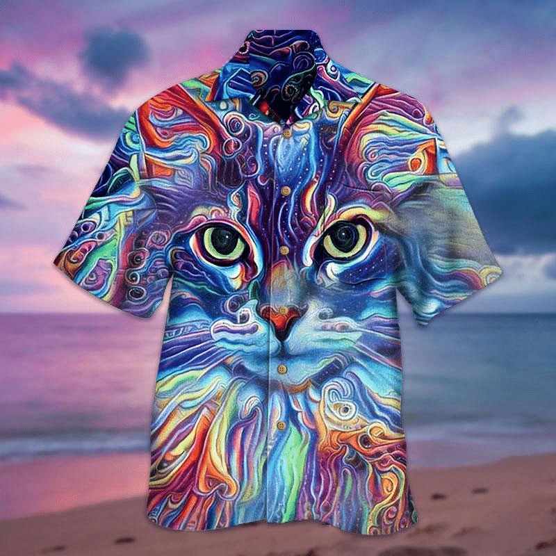 3D Cat Hawaiian Shirt, Aloha Shirt For Summer