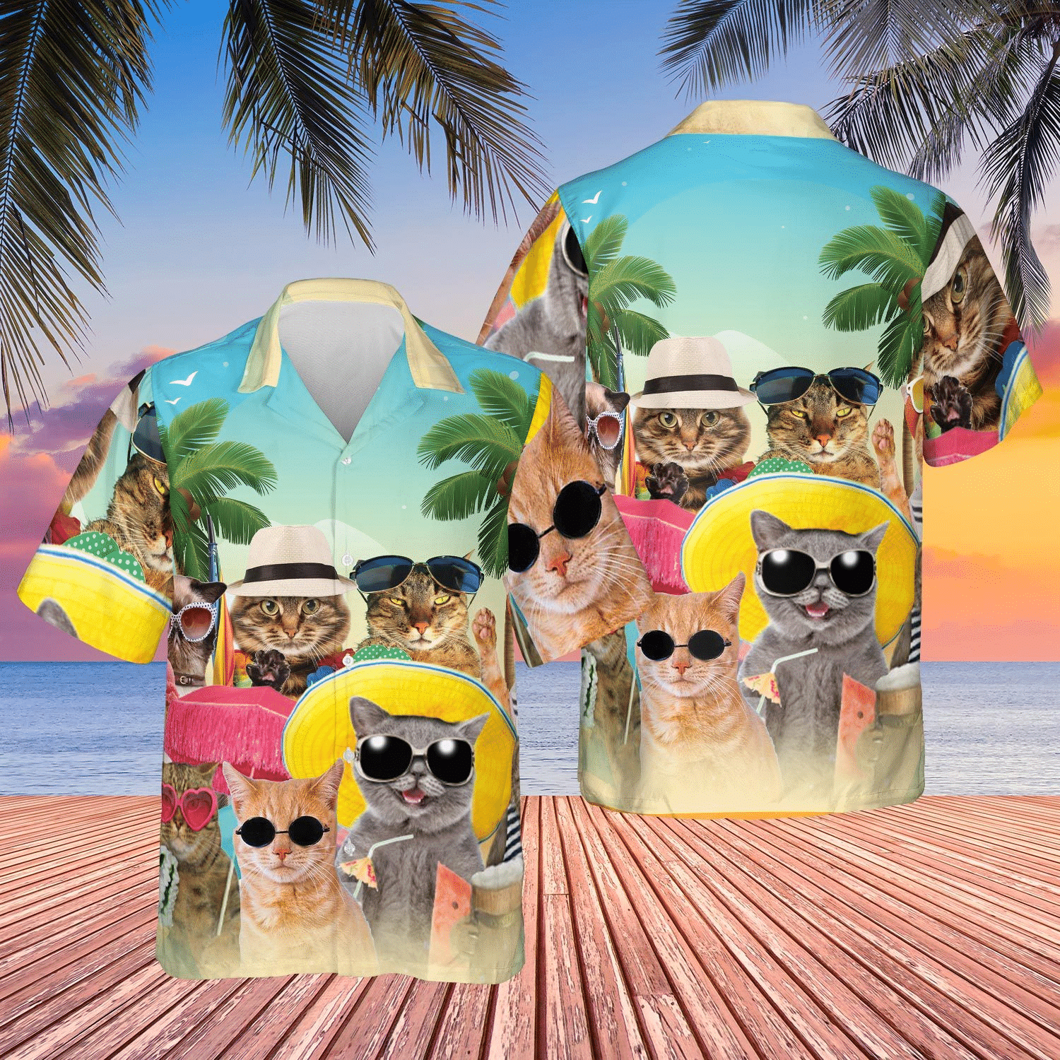 Cat Tropical Beach Hawaiian Shirt, Aloha Shirt For Summer
