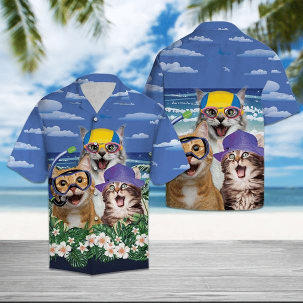 Cats Summer Beach Hawaiian Shirt, Aloha Shirt For Summer
