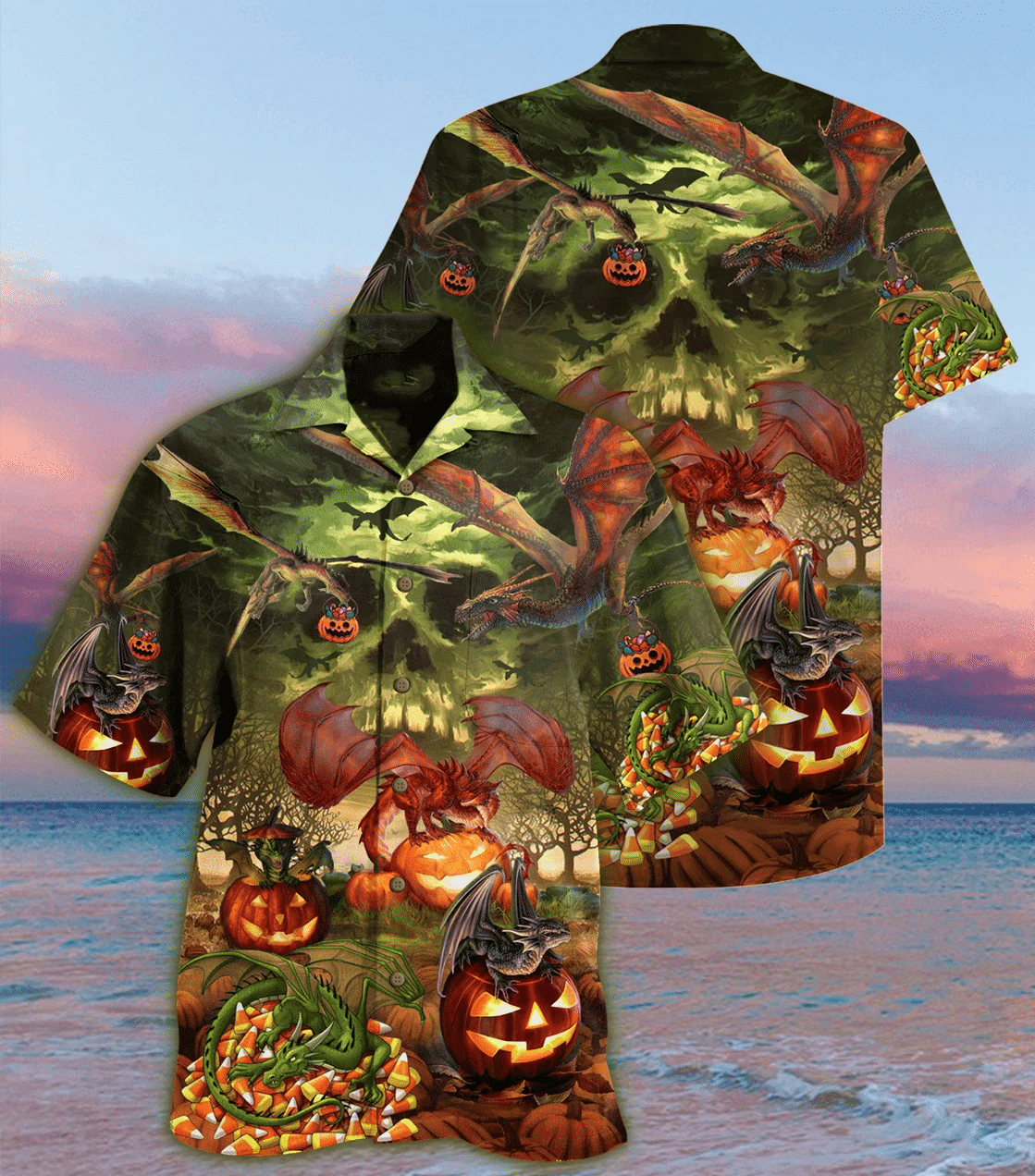 Spooky Dragon Halloween Hawaiian Shirt, Aloha Shirt For Summer