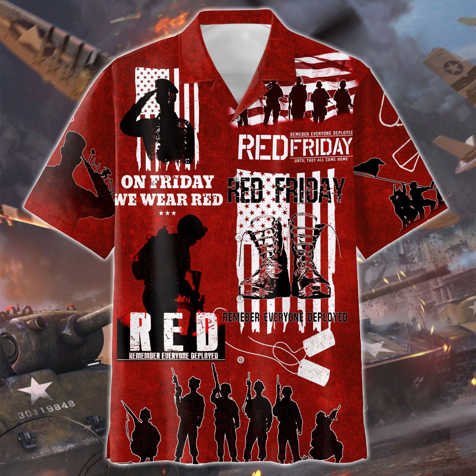 PresentsPrints, On Friday We Wear Red - Veteran Hawaiian Shirt