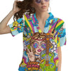 Hawaiian Short Sleeve Gearhuman 3D Hippie Woman With Guitar Custom Hawaii Shirt