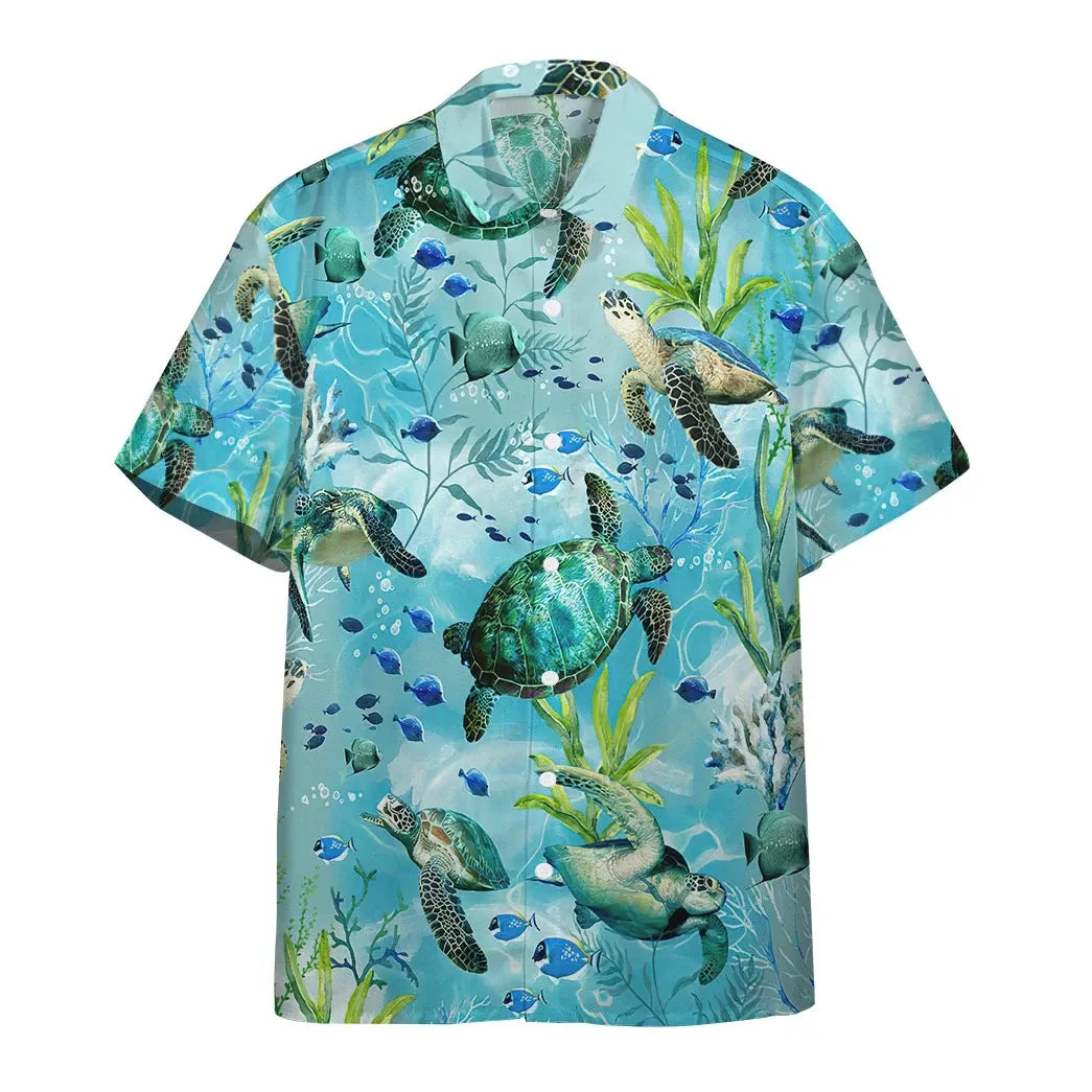 Hawaiian Shirt, Aloha Shirt For SummerSwimming Sea Turtles Custom Hawaii Shirt