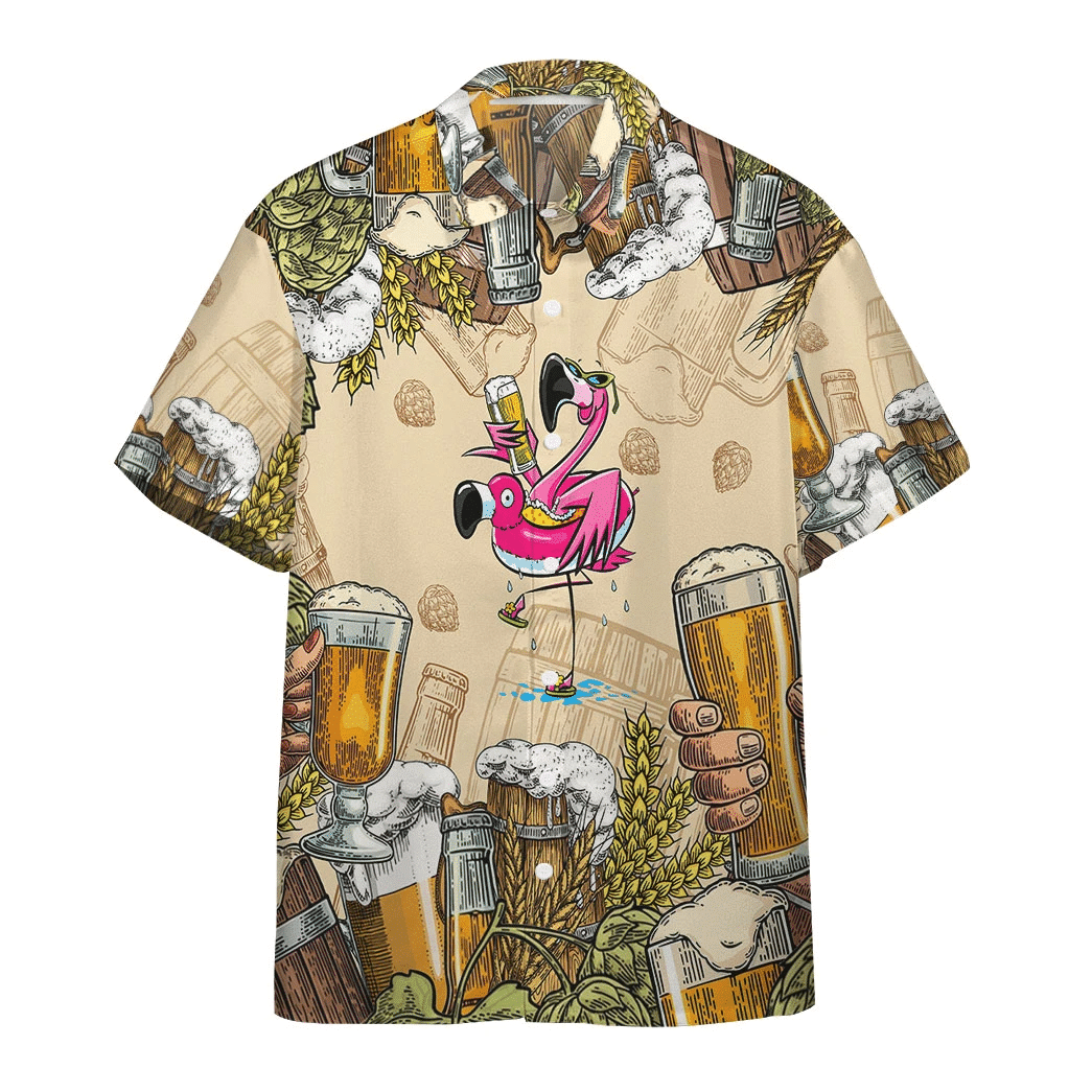 Hawaiian Shirt, Aloha Shirt For SummerFlamingo and Beer Custom Hawaii Shirt