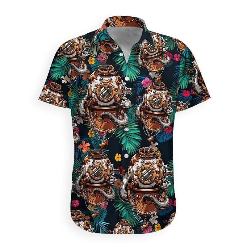 Hawaiian Shirt, Aloha Shirt For SummerScuba Diving Helmet Hawaii Shirt