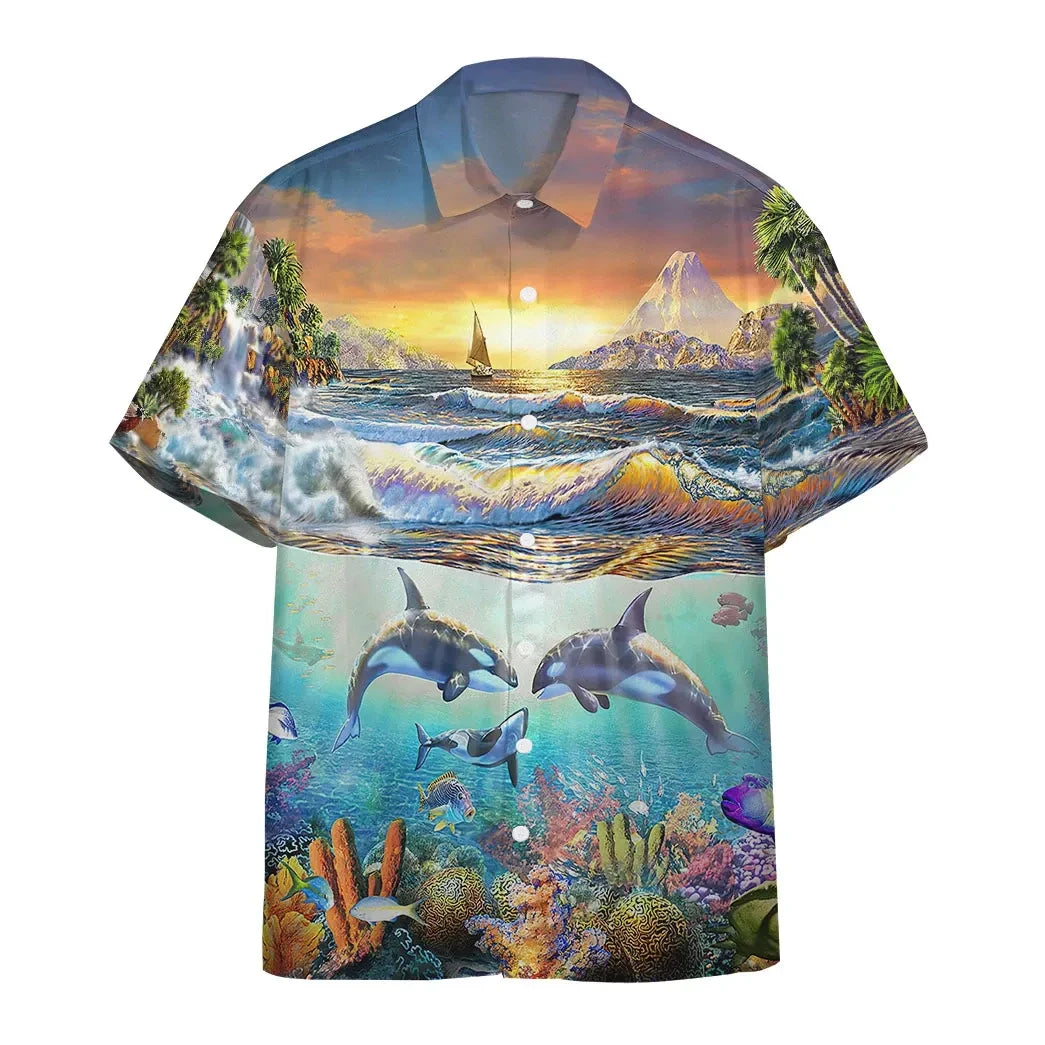 3D Paradise Bay Marine Life Custom Short Sleeve Shirt