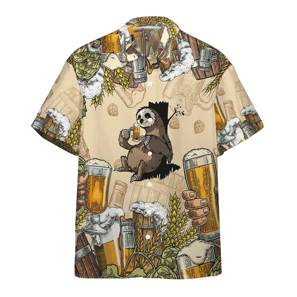 Hawaiian Shirt, Aloha Shirt For SummerSloth and Beer Custom Hawaii Shirt