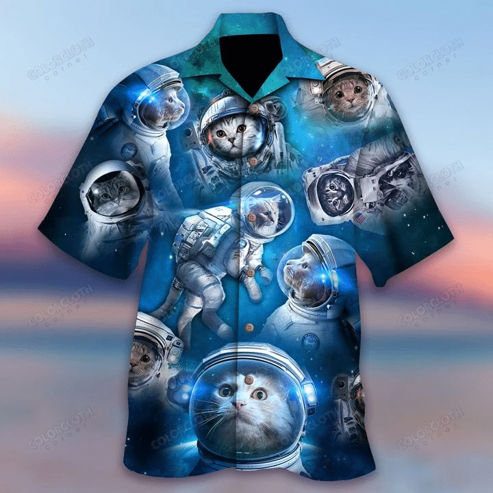 Cat Astronaut Hawaiian Shirt, Aloha Shirt For Summer