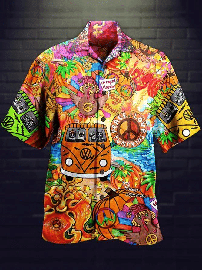 Hippie Halloween Hawaiian Shirt, Aloha Shirt For Summer