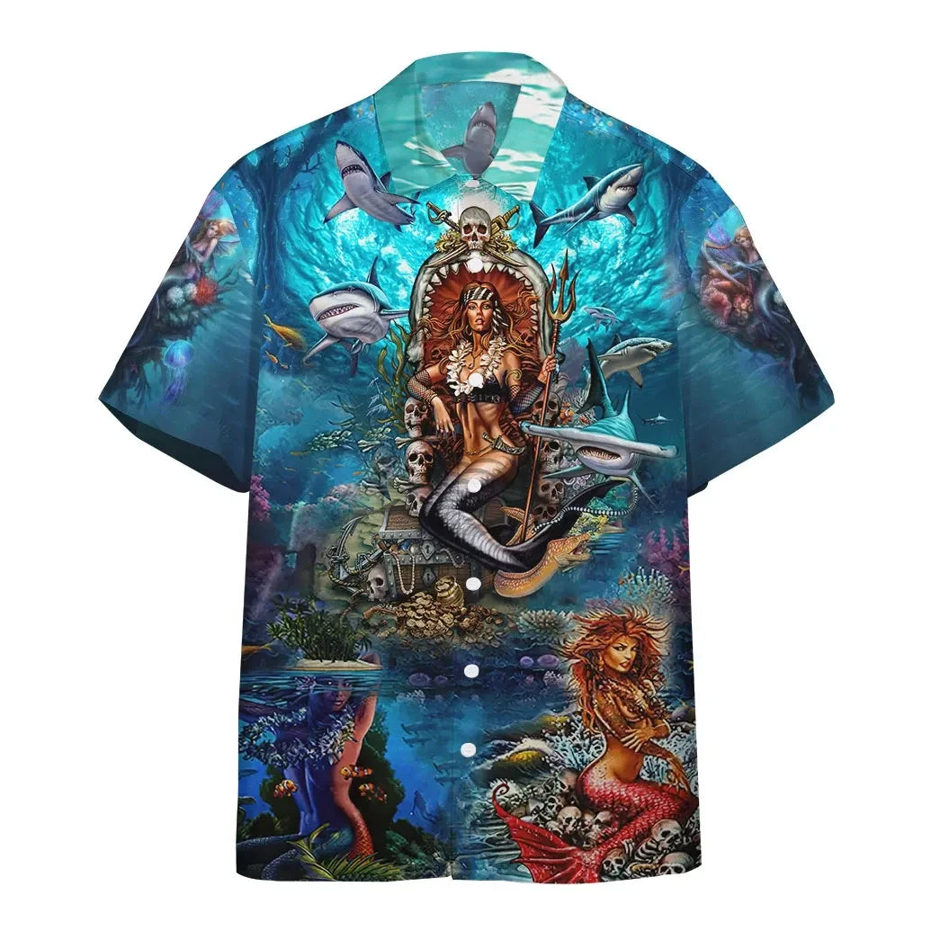 3D Beautiful Mermaid In The Ocean Custom Short Sleeve Shirt