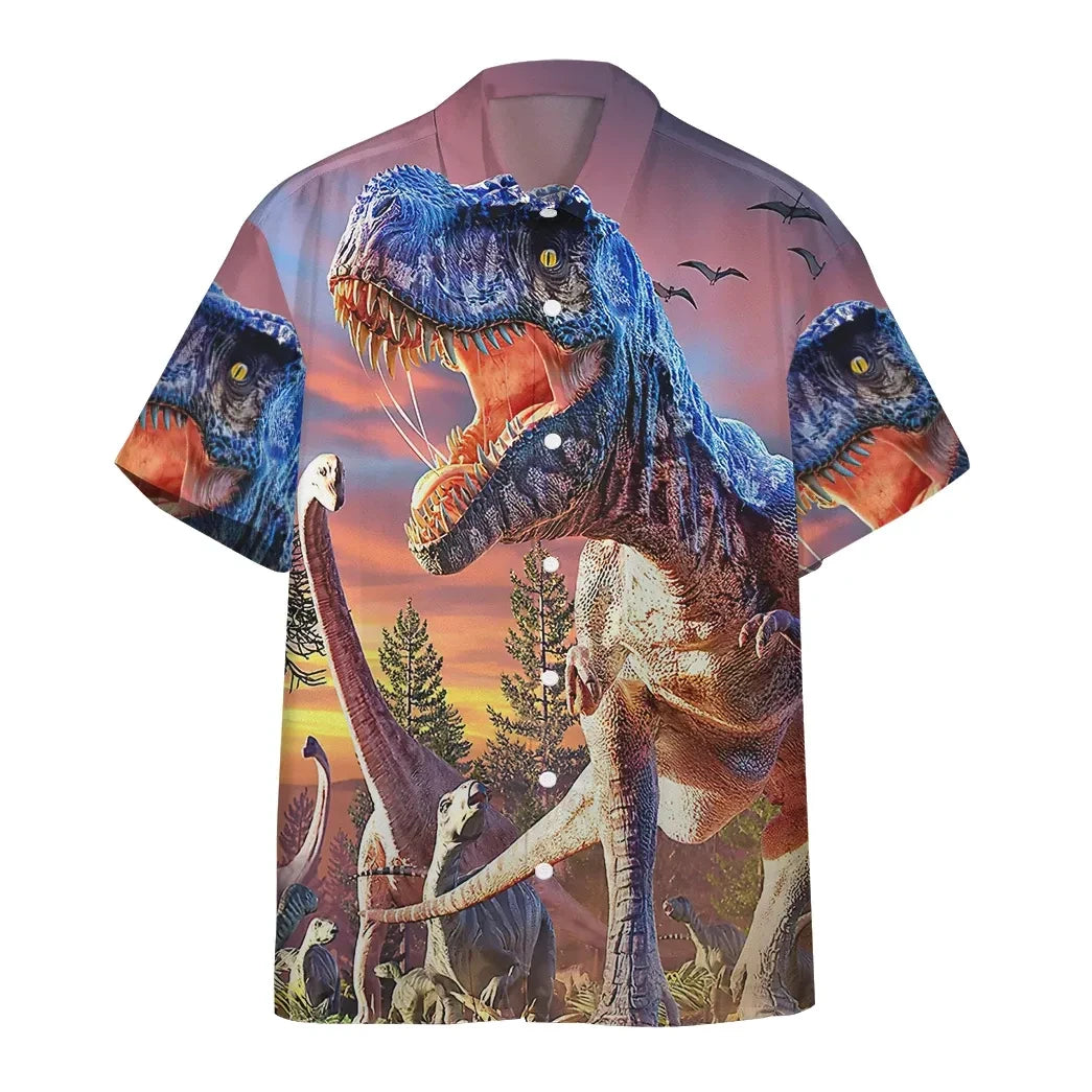 Hawaiian Shirt, Aloha Shirt For SummerT Rex Attack Custom Hawaii Shirt