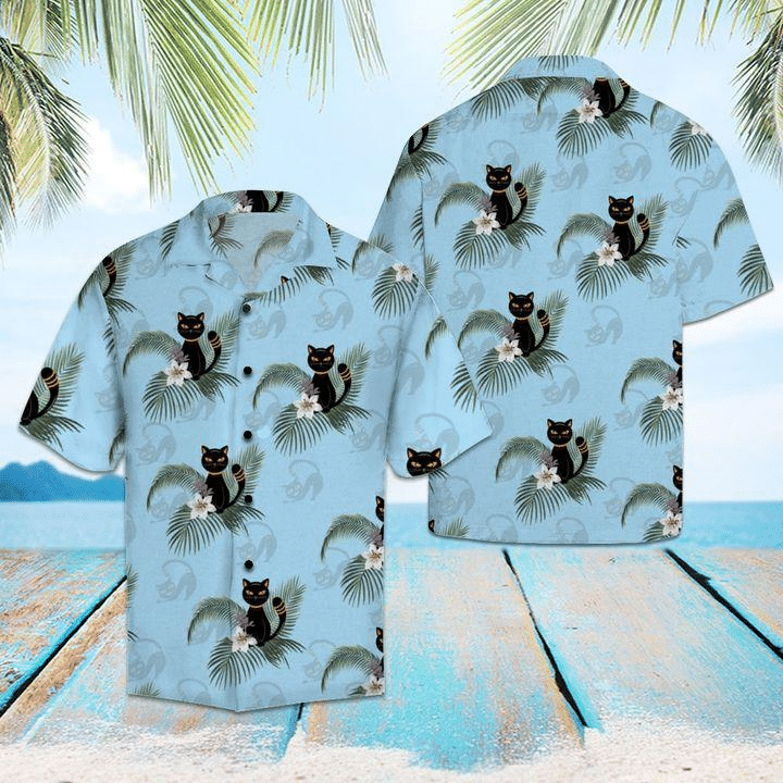 Black Cat Hawaiian Shirt, Aloha Shirt For Summer
