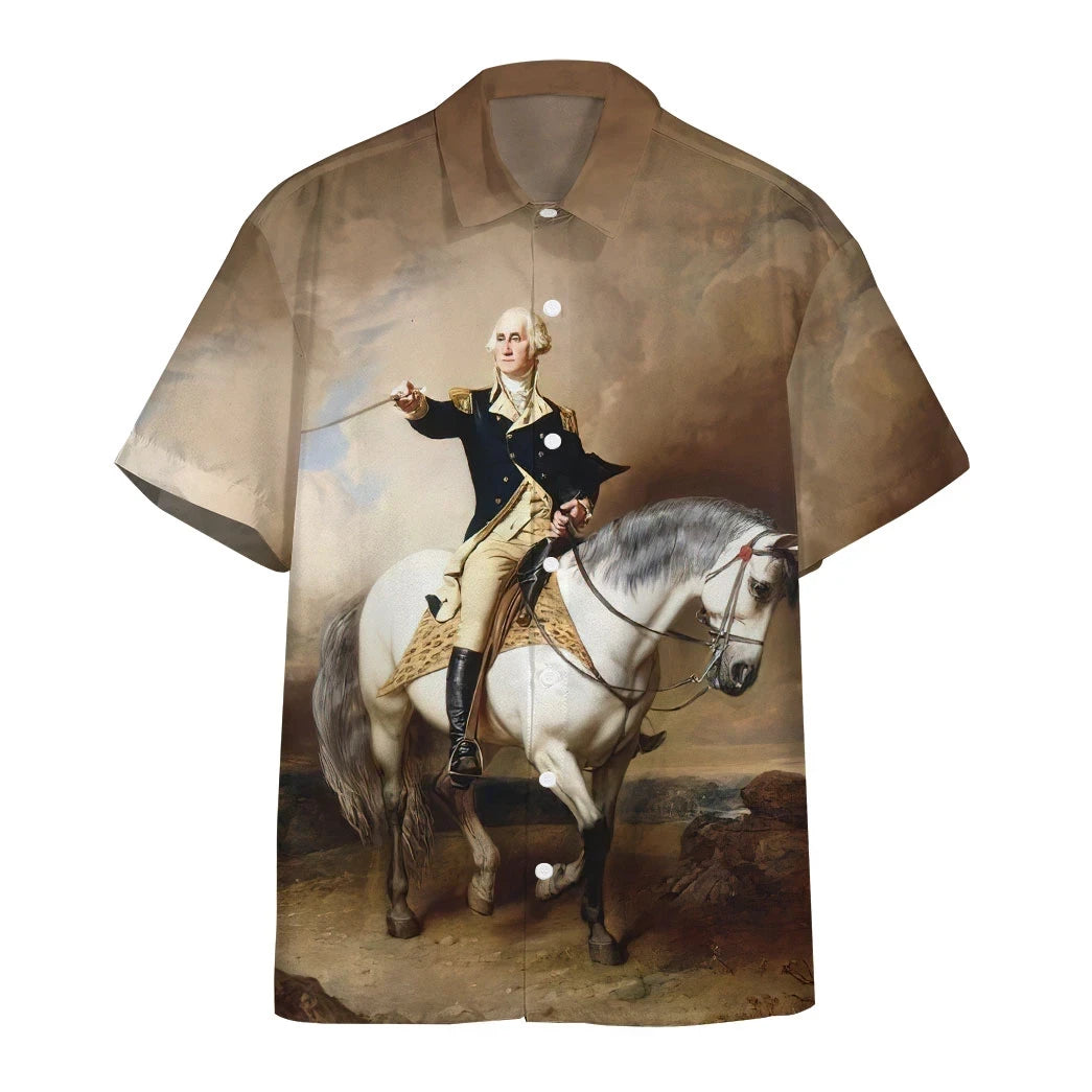 3D George Washington Taking the Salute at Trenton Custom Short Sleeves Shirt