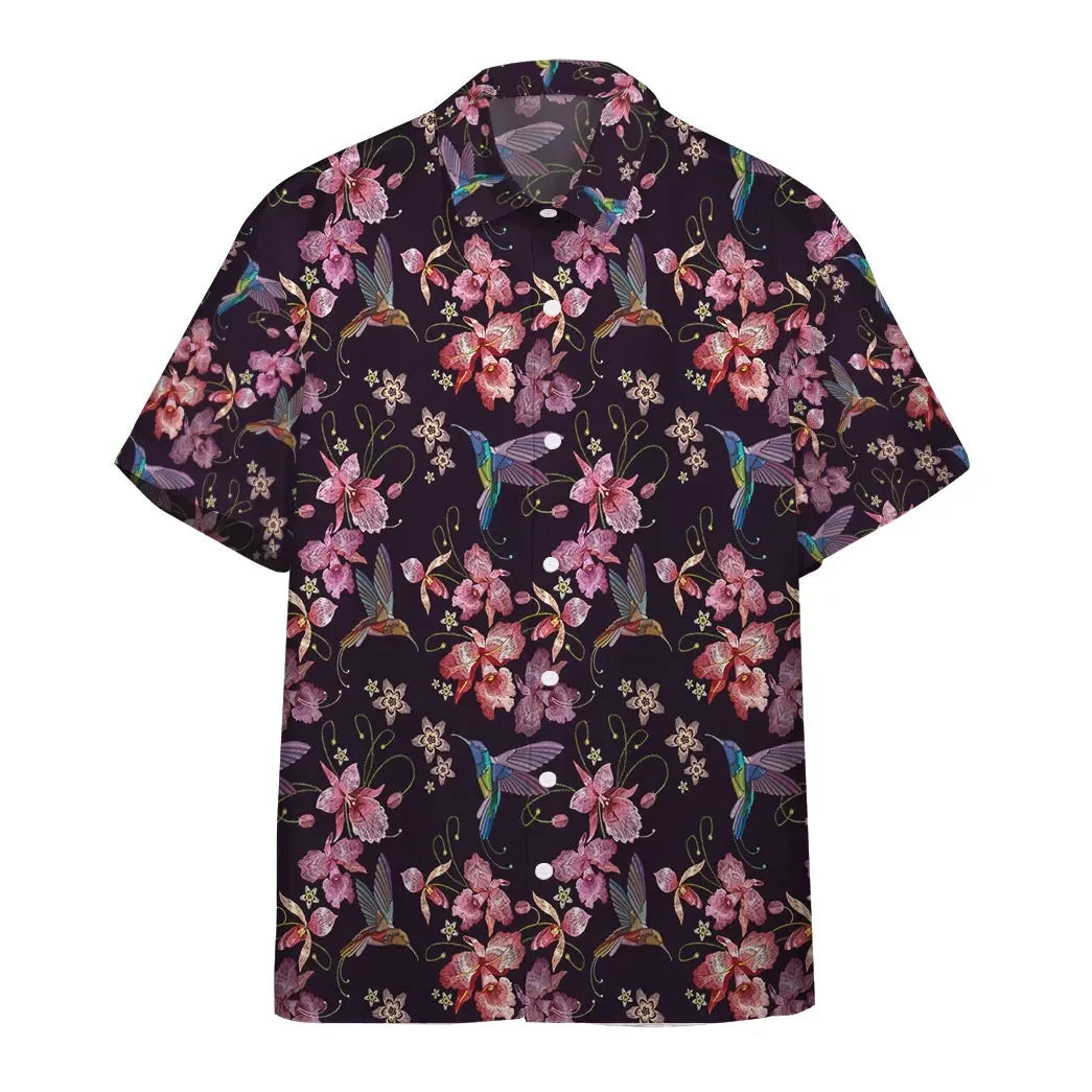 Hawaiian Shirt, Aloha Shirt For SummerWild Hummingbird Tea Party Custom Hawaii Shirt