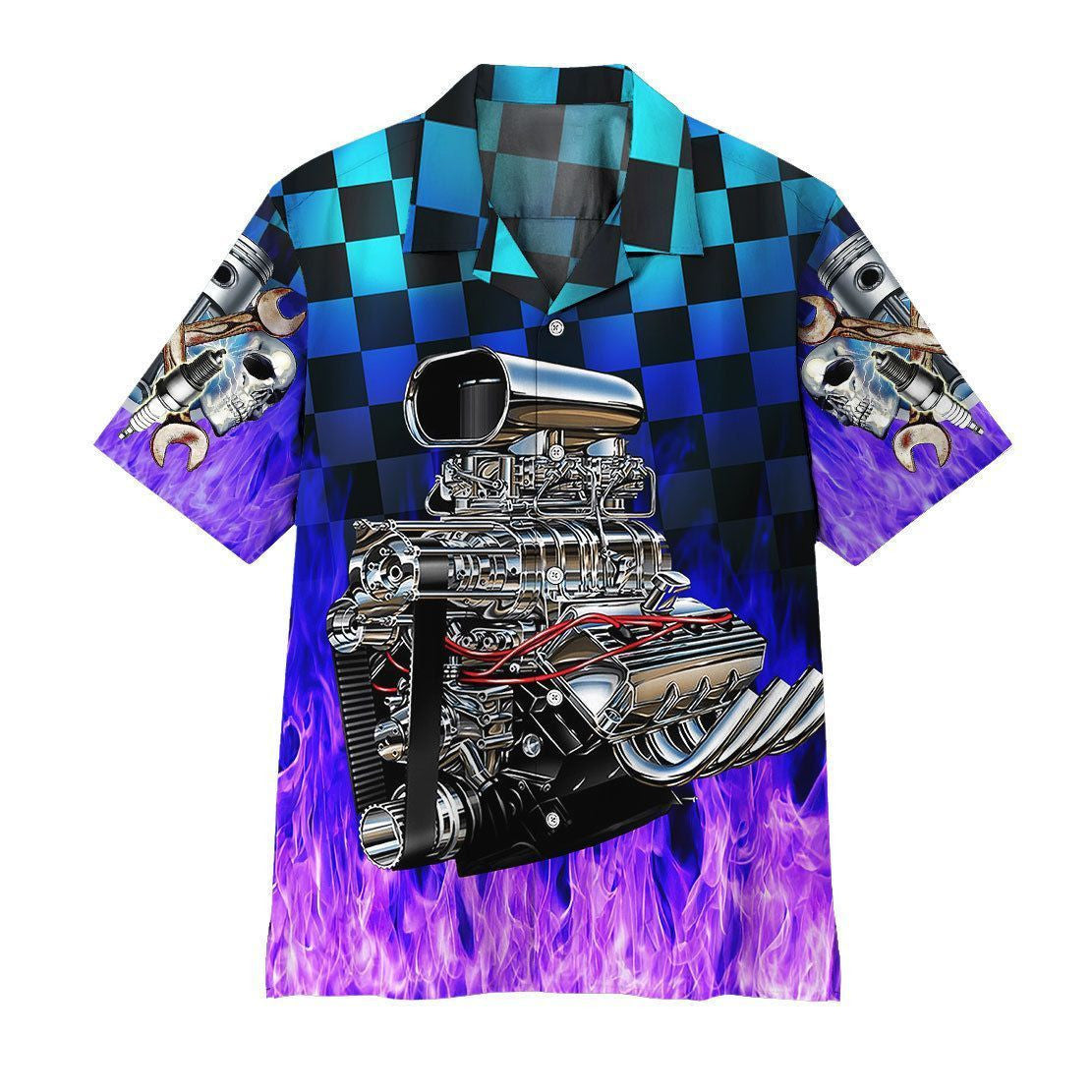 Gearhuman 3D Purple Fire Hot Rod Hawaiian Shirt, Aloha Shirt For Summer