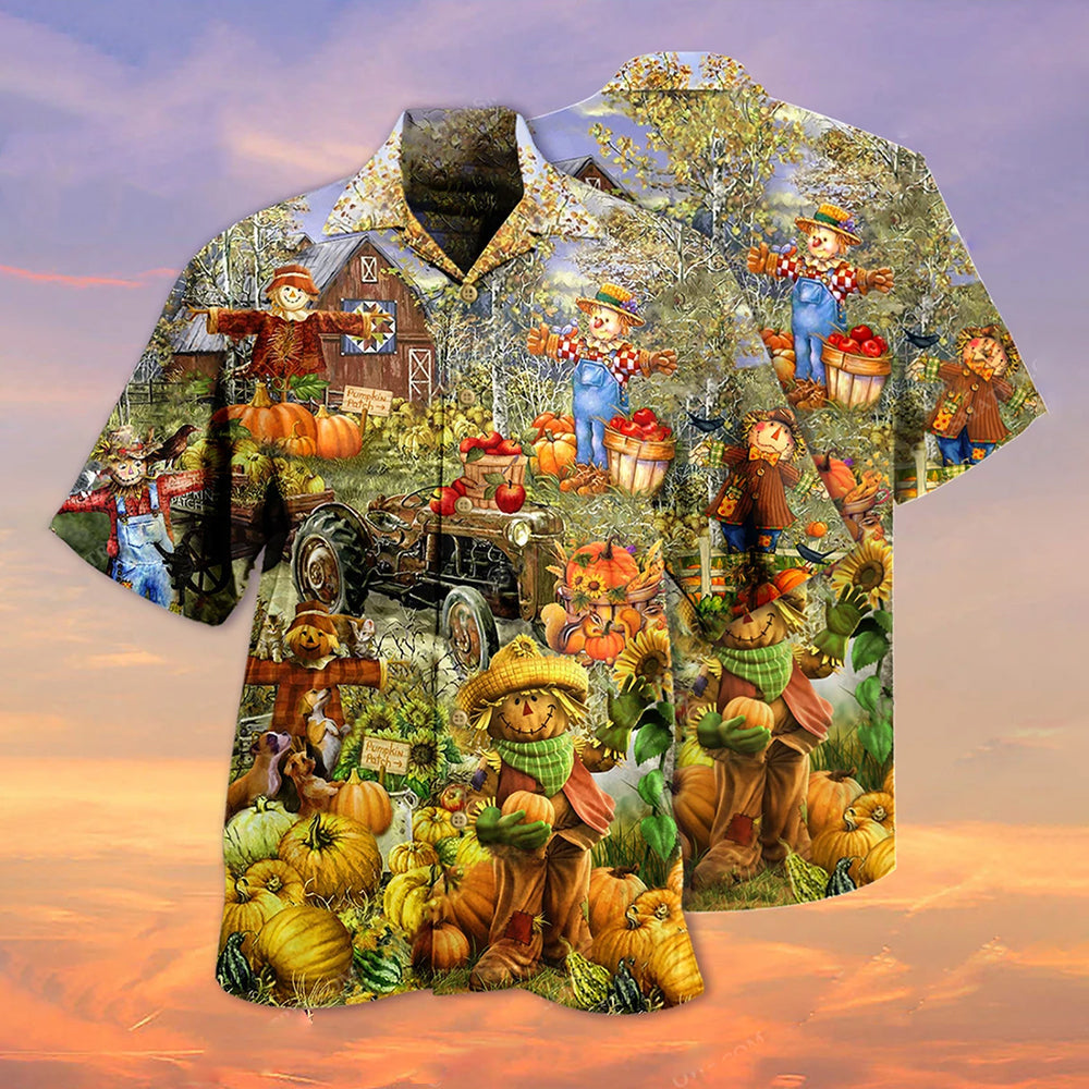 PresentsPrint, Halloween Pumpkin Smile Hawaiian Shirt, Aloha Shirt