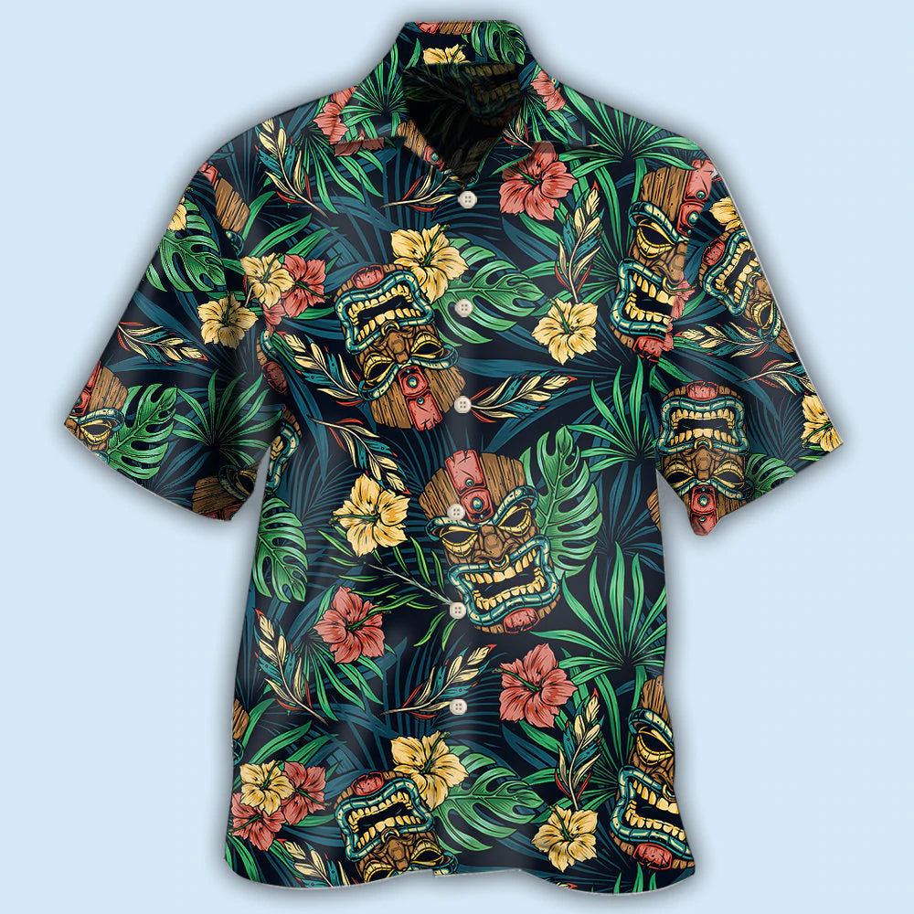Hawaiian Tiki With Tropical Pattern - Hawaiian Shirt, Aloha Shirt 18