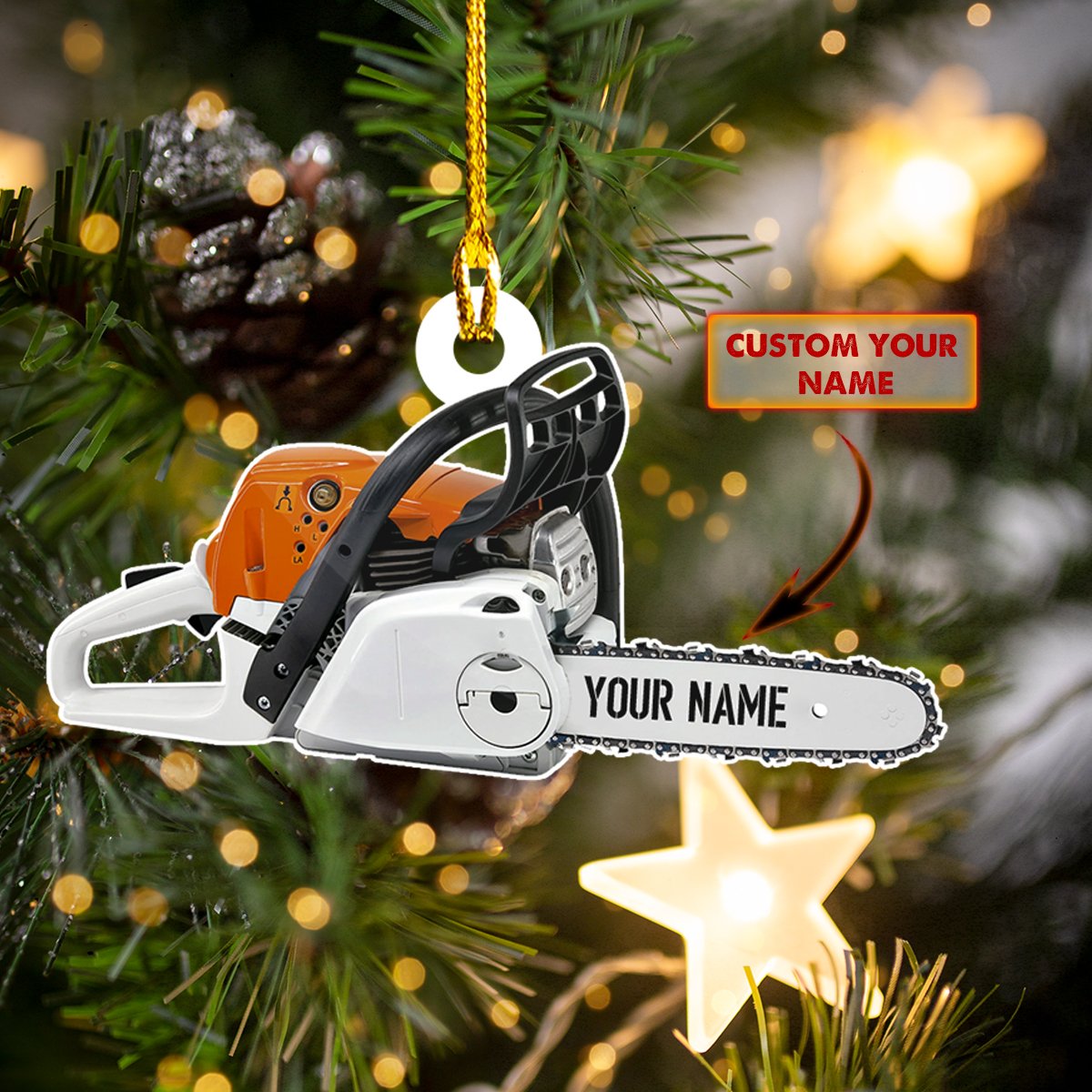 Custom Name Chainsaw - Car Ornament