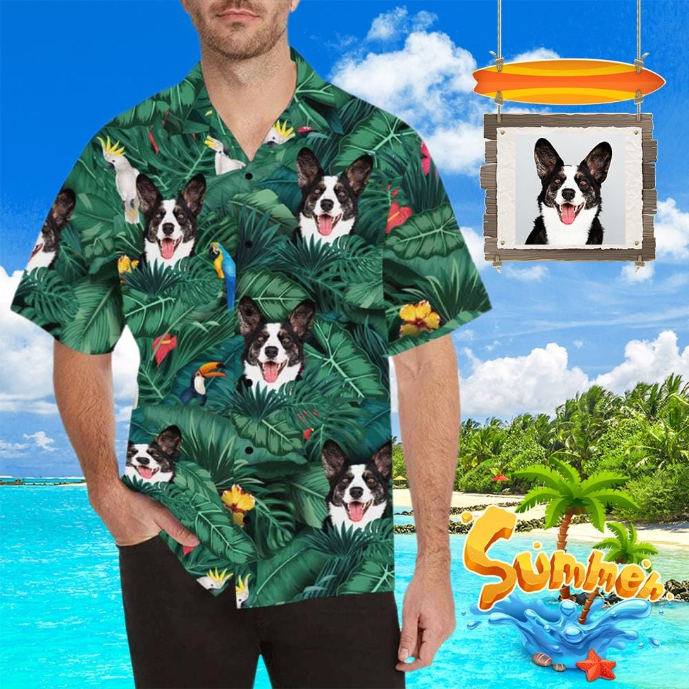 PresentsPrints, Custom Print Hawaiian Shirt with Face My Pet Design Your Own Unique Gift for Men