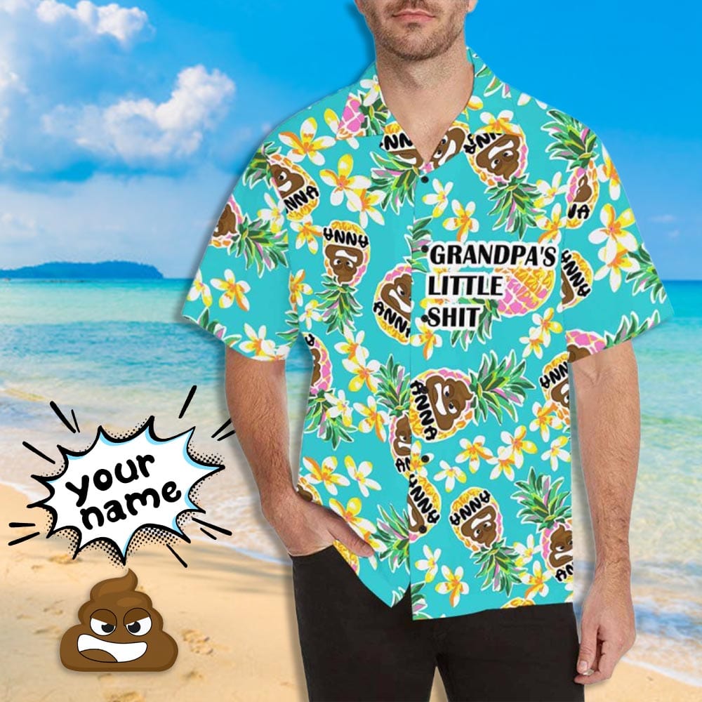 Custom Name Funny Flower Hawaiian Shirts Casual Men's Summer Shirts Design Your Own Custom Vacation Party