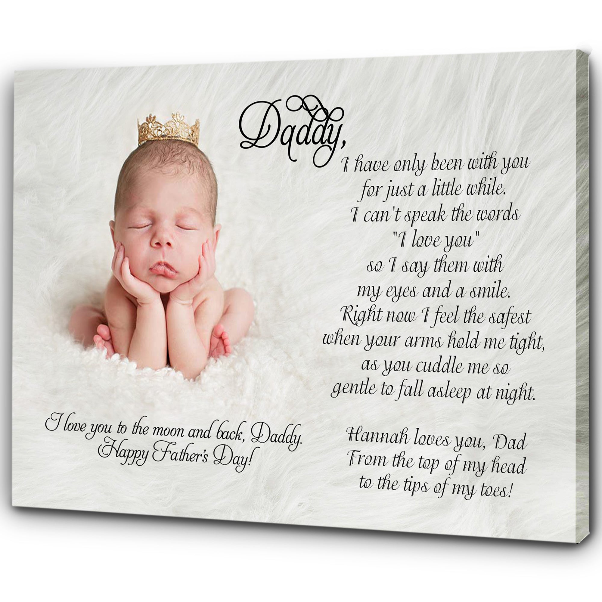 PresentsPrints, New Dad Personalized Canvas Happy First Father's Day Gift for New Daddy 1st Time Father
